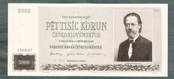 Staré bankovky 5000 kčs 1945 bezvadný stav