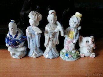 5x starožitné porcelánové československé keramické figurky