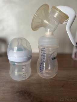 Ruční odsávačka mléka AVENT + antikoliková lahvička