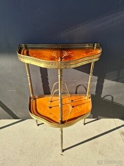 Italský konzolový stolek s intarzií a mosazí