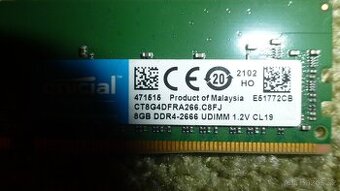Paměti RAM 1x8GB Crucial DDR4-2666MHz,UDIMM,1,2V,CL19