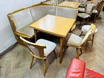 730 Rustikální jídelní set rohová lavice rozkládací stůl