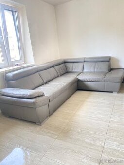 Sedačka kožená šedá  270x200x100