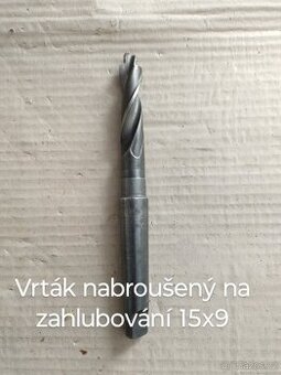 Vrták nabroušený na zahlubování 15x9