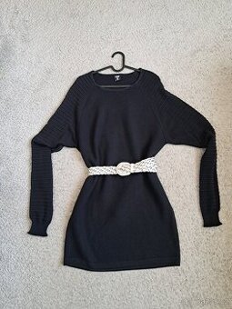Svetrové pletené minišaty černé, vel. L-XL