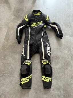 Jednodílná kožená kombinéza 4SR Racing - černo-žlutá fluo, v