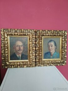 F. R. Dragoun -párové obrazy-olej na překližce - portréty mu