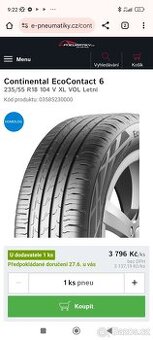 NOVÉ LETNÍ PNEUMATIKY CONTINENTAL 235/55/R18