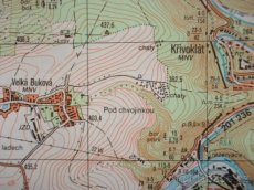 Vojenská profesionální tajná mapa Křivoklát Roztoky ČSLA