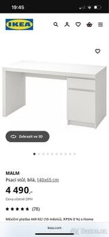 Pracovní stůl ikea MALM bílý