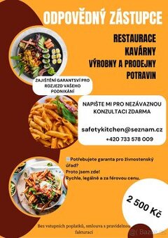 Odpovědný zástupce pro gastro provozy – 2 500 Kč/měsíc