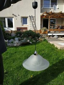 Závěsný lustr, skleněný, bílý