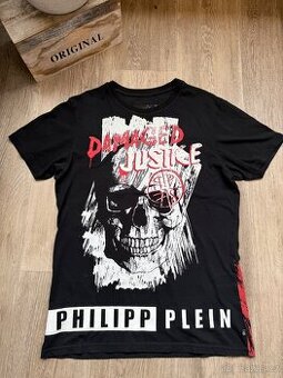 Philipp Plein černé triko s potiskem, originál