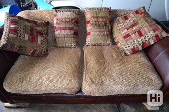 Anglicky gauc a kreslo kuze/textil 212 cm sirka s polstari