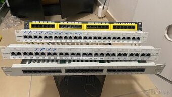 Patch panely 19" rack – CAT5e / CAT6 – různé typy