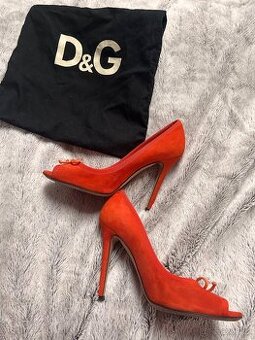 Lodičky Dolce & Gabbana  s otevřenou špičkou kožené Sleva 