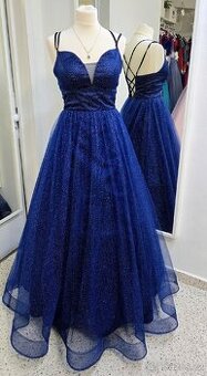 NOVÉ plesové šaty TŘPYTIVÉ MODRÉ