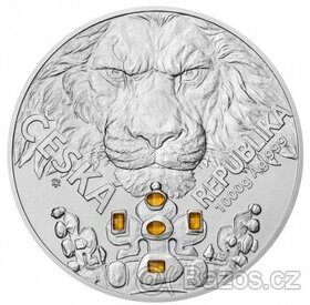 Stříbrná kilogramová mince Český lev 2023 s citríny