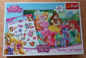 Velké puzzle s princeznami a zvířátky 100 dílků