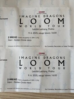 Imagine Dragons vstupenky Golden Circle 9.6.
