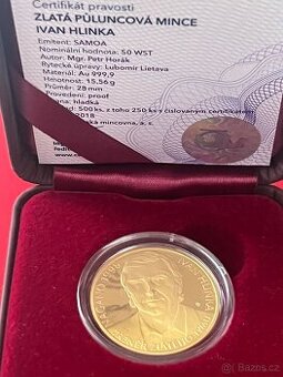 Zlato/ zlatá mince Nagano Ivan Hlinka Proof