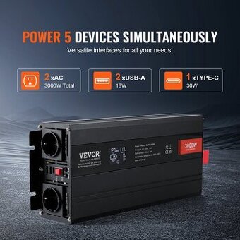 Měnič napětí DC/AC z 12V DC na 230V AC 3000-6000W