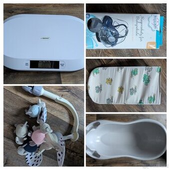 Výbavička pro miminko – váha, vanička, kolotoč nad postýlku