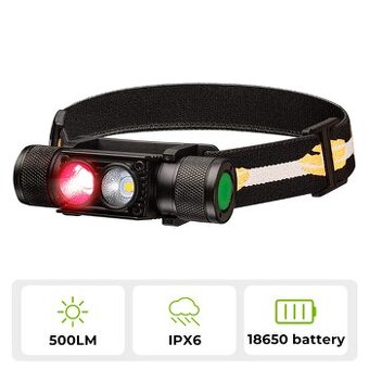 čelovka Wurkkos H25LR ,500L, 3000mAh, + červené světlo