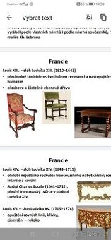 Křeslo zámecké starožitné