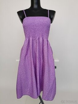 Dámské fialové šaty s puntíky - S-S/M-M