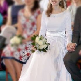 Svatební šaty dlouhý rukáv, vel. 36-38