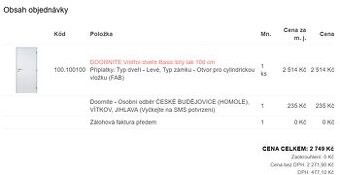 Interiérové bílé dveře šíře 100 Levé nové