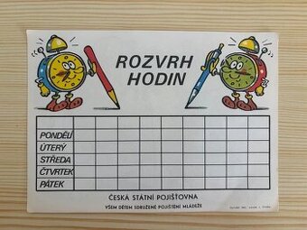 Retro rozvrh hodin Česká státní pojišťovna