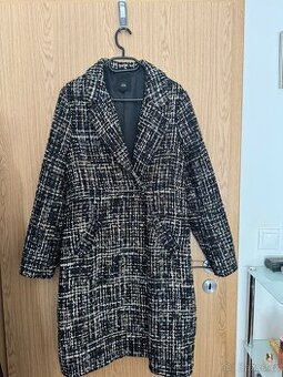 Elegantní tvídový kabát River Island černý L/42