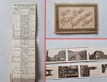 Starožitný reklamní suvenýr jízdní řád 1879 železnice Praha