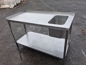 Nerezový stůl s dřezem a sp.polici 145x70x90 cm