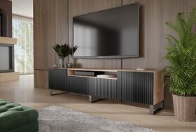 Televizní stůl - dub artisan / černá - nový