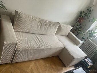 Krémová rozkládací rohová pohovka SMART, oboustranná