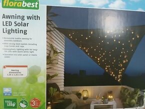 Nová stínící solární plachta s 110 LED 3,25x3,25x3m Florabes