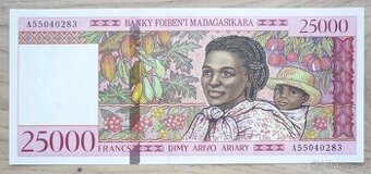 Bankovka, Madagaskar, 25000 ariary, ročník 1998