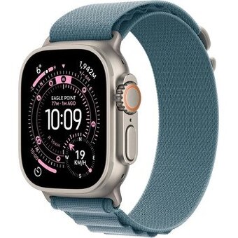 Apple Watch Ultra 3 Natural Titanium, sv.modrý alpský tah