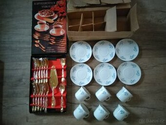 Hrnečky s podšálky, dezertní sada NOVÉ