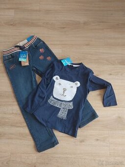 Nové zateplené džíny a tričko vel. 122