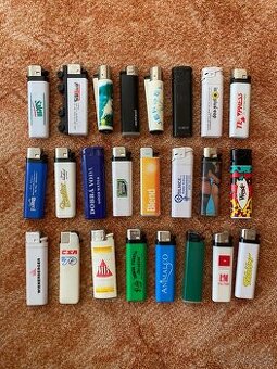 Retro sbírka 120 ks reklamních zapalovačů – mix značek