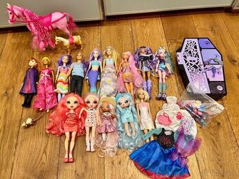 Velká sada panenek Barbie, Monster High, Rainbow High