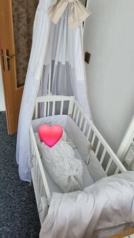 Dřevěná přístavná postýlka 90x40 bílá - 1