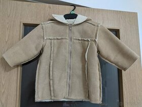 Kožený zimní kabát s kožíškem Mexx, vel. 74-80 (6-12 měsíců)