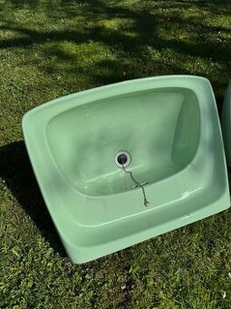 Retro umyvadlo zelené 60-70.léta 60cm x 45 hl.