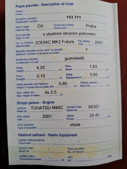 Nafukovací člun ZODIAC MK2 Futura