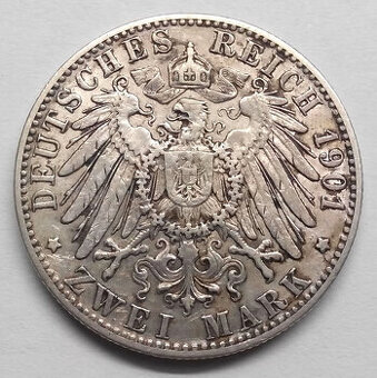 Stříbrná mince Württemberg král Vilém II..